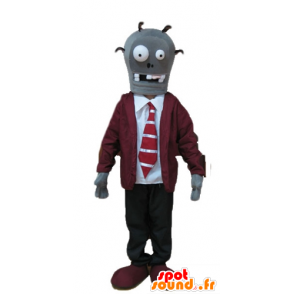 Mascotte de squelette, de mort vivant, en costume cravate - MASFR23723 - Mascottes Humaines