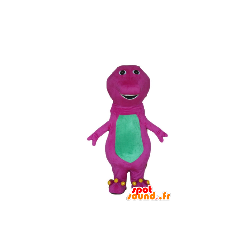 Large pink and green dinosaur mascot, giant - MASFR23727 - Mascots dinosaur