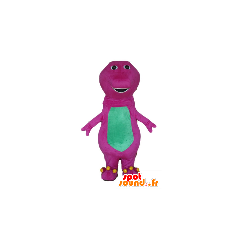 Mascotte de gros dinosaure rose et vert, géant - MASFR23727 - Mascottes Dinosaure