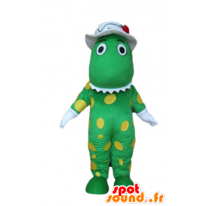 Dinosaur mascot, green crocodile, yellow peas - MASFR23729 - Mascot of crocodiles