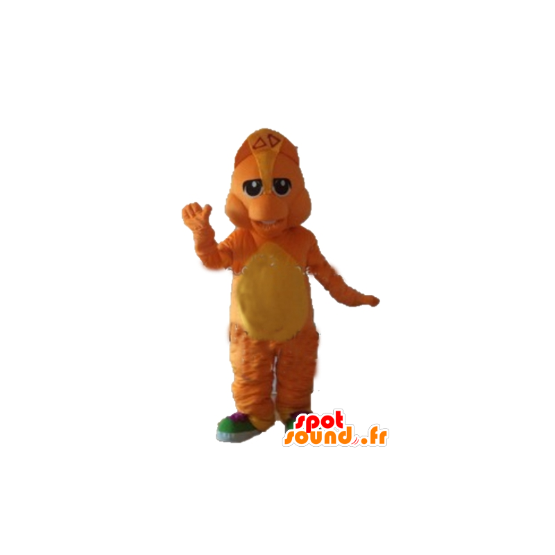 Orange och gul drakmaskot - Spotsound maskot