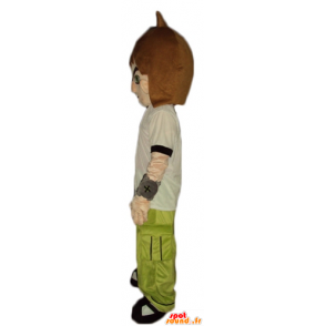 Mascotte de garçon, d'ado en tenue verte, noire et blanche - MASFR23745 - Mascottes Garçons et Filles