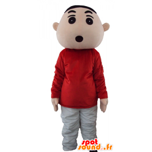 Boy mascotte, jonge rode jurk en grijs - MASFR23747 - Mascottes Boys and Girls