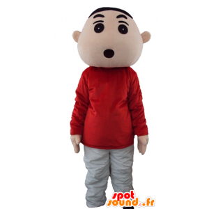 Mascote menino, vestido vermelho jovem e cinza - MASFR23747 - Mascotes Boys and Girls