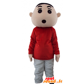 Boy mascotte, jonge rode jurk en grijs - MASFR23747 - Mascottes Boys and Girls