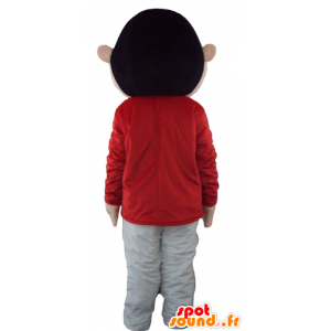 Mascote menino, vestido vermelho jovem e cinza - MASFR23747 - Mascotes Boys and Girls