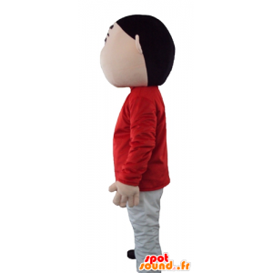 Mascotte de garçon, de jeune en tenue rouge et grise - MASFR23747 - Mascottes Garçons et Filles