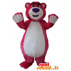 Large pink and white teddy mascot, plump and funny - MASFR23757 - Bear mascot