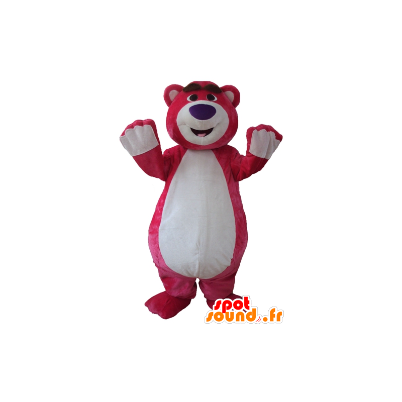 Grote roze en witte teddybeer mascotte, mollig en grappige - MASFR23757 - Bear Mascot