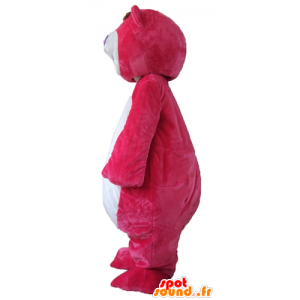 Grande rosa e bianco orsacchiotto mascotte, paffuto e divertente - MASFR23757 - Mascotte orso