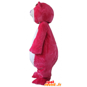 Large pink and white teddy mascot, plump and funny - MASFR23757 - Bear mascot