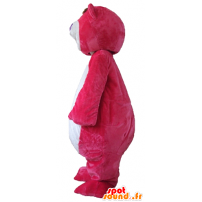 μεγάλο ροζ και λευκό μασκότ αρκουδάκι, παχουλό και αστεία - MASFR23757 - Αρκούδα μασκότ