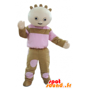Dukkemaskot, brun og lyserød baby - Spotsound maskot kostume