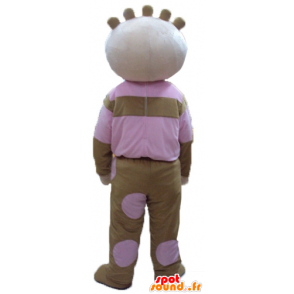 Dockmaskot, brun och rosa bebis - Spotsound maskot