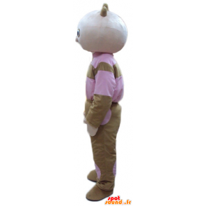 Dukkemaskot, brun og lyserød baby - Spotsound maskot kostume