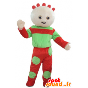 Dukke maskot, grøn og rød baby dukke - Spotsound maskot kostume