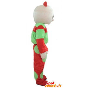 Pop mascotte, groen en rood kindje - MASFR23760 - Human Mascottes