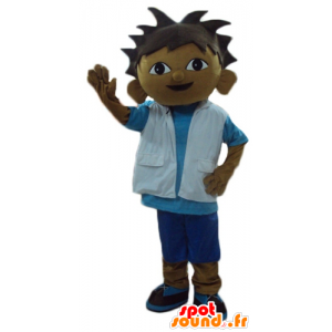 Mascot mestizo jongen blauwe en witte outfit - MASFR23761 - Mascottes Boys and Girls