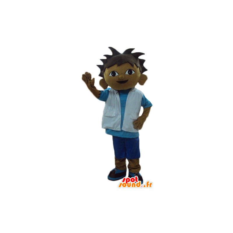 Métis mascot boy, blue and white outfit - MASFR23761 - Mascots boys and girls