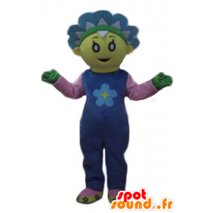 Mascot bastante amarillo y azul de la flor, lindo y colorido - MASFR23768 - Mascotas de plantas