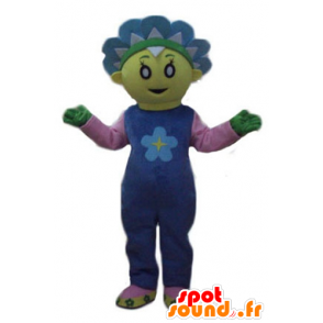 Mascot mooie gele en blauwe bloem, leuk en kleurrijk - MASFR23768 - mascottes planten