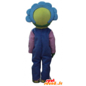 Mascot mooie gele en blauwe bloem, leuk en kleurrijk - MASFR23768 - mascottes planten