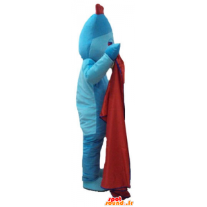 Mascot homem azul, com uma crista vermelha - MASFR23771 - Mascotes não classificados