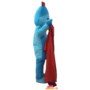 Maskotti sininen mies, jolla on punainen töyhtö - MASFR23771 - Mascottes non-classées
