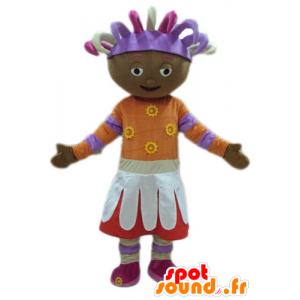 Dívka maskot, Afričan, barevné oblečení - MASFR23772 - Maskoti chlapci a dívky