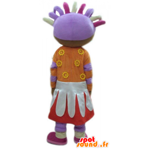 Mascotte de fille, d'Africaine, en tenue colorée - MASFR23772 - Mascottes Garçons et Filles