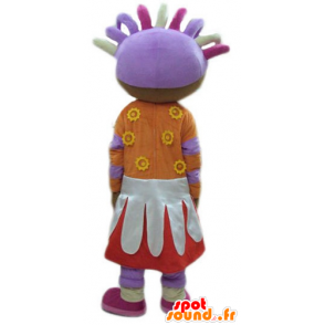 Mascotte de fille, d'Africaine, en tenue colorée - MASFR23772 - Mascottes Garçons et Filles