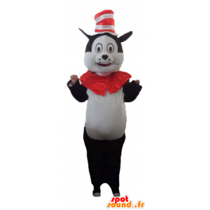 Mascot gran gato blanco y negro con un sombrero - MASFR23775 - Mascotas gato