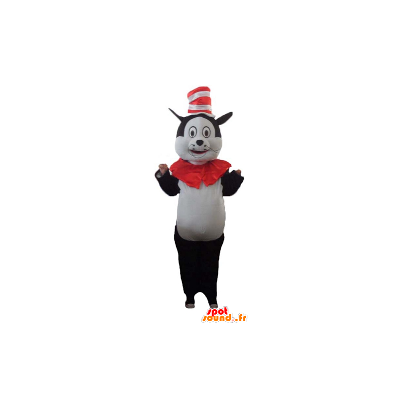 Maskotka duży czarno-biały kot z kapeluszem - MASFR23775 - Cat Maskotki