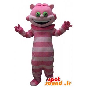 Mascotte sluwe, roze kat uit Alice in Wonderland - MASFR23780 - Cat Mascottes