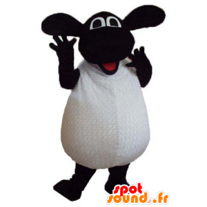 Mascotte de Shaun, célèbre mouton noir et blanc de dessin animé - MASFR23786 - Mascottes Personnages célèbres