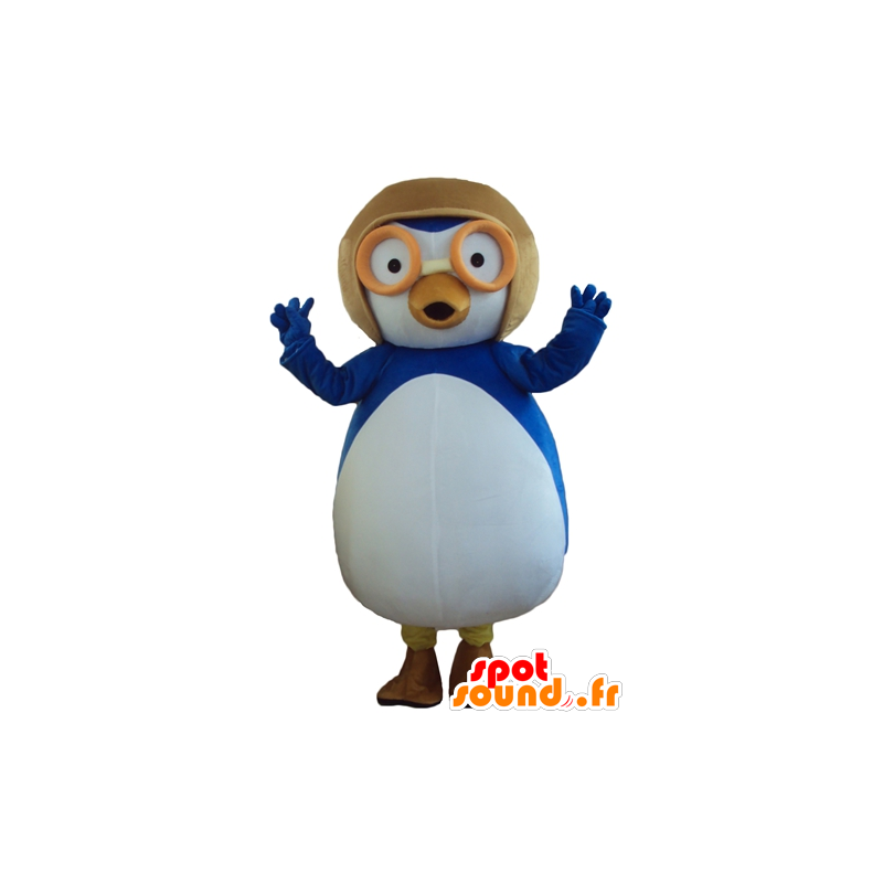 Groothandel Mascot blauwe en witte vogel met een vliegende helm - MASFR23788 - Mascot vogels