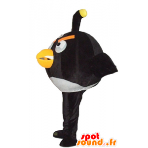 Stor svart og hvit fugl maskot, det kjente spillet Angry Birds - MASFR23790 - kjendiser Maskoter
