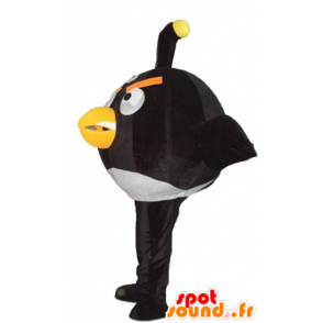 Mascotte de gros oiseau noir et blanc, du célèbre jeu Angry Birds - MASFR23790 - Mascottes Personnages célèbres