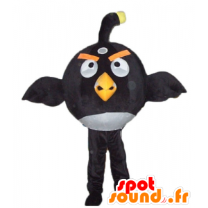 Grande preto e branco mascote pássaro, do famoso jogo Angry Birds - MASFR23790 - Celebridades Mascotes