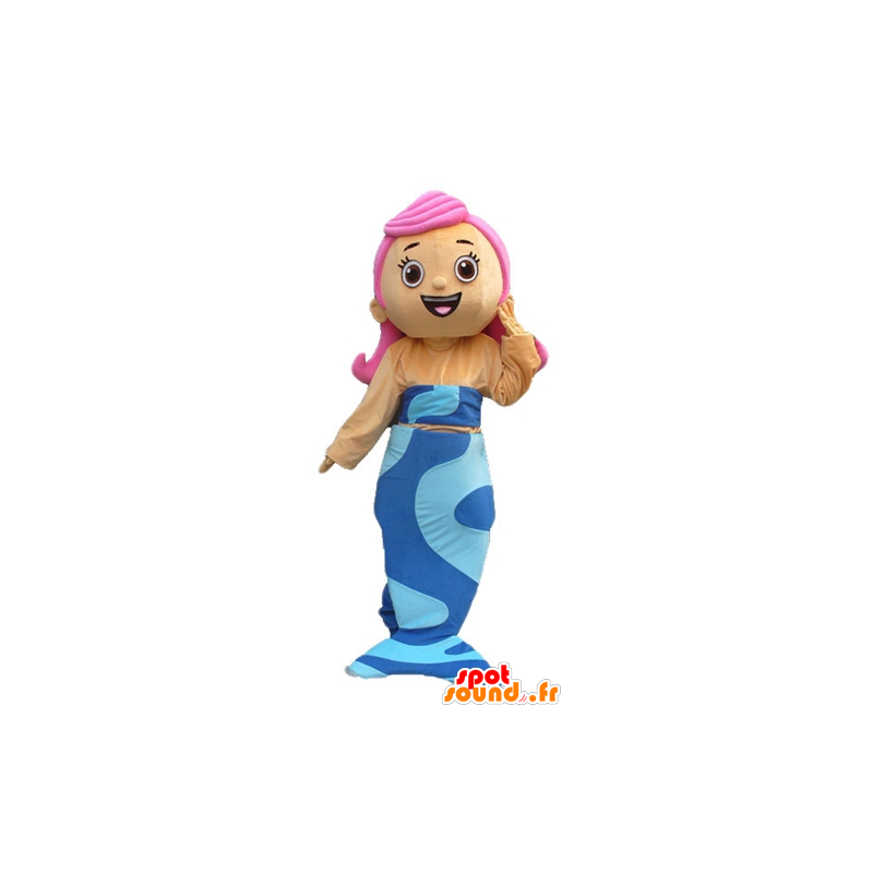 Mascot pretty blue mermaid with pink hair - MASFR23791 - Mascots of the ocean