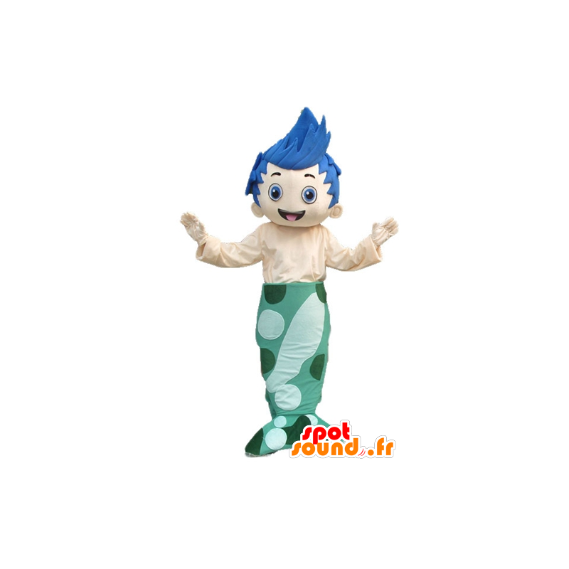 Sereia Menino mascote com cabelo azul - MASFR23793 - Mascotes Boys and Girls