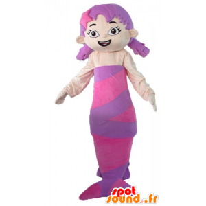 ροζ μασκότ γοργόνα και μοβ, όμορφη και θηλυκή - MASFR23794 - Μασκότ του ωκεανού