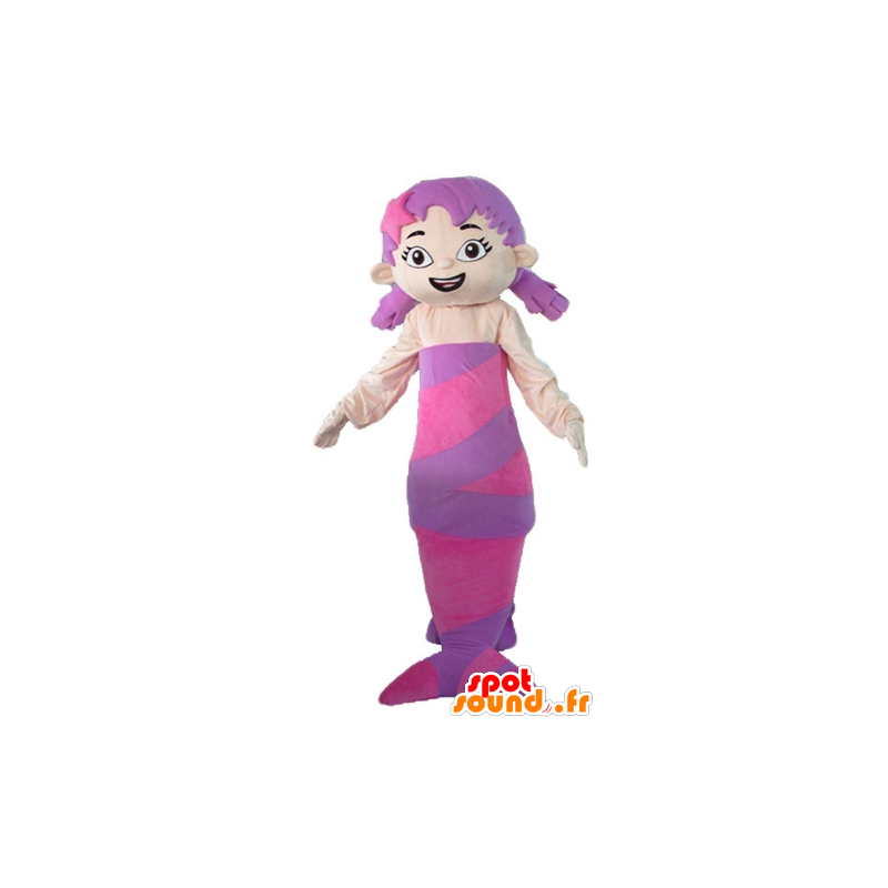 ροζ μασκότ γοργόνα και μοβ, όμορφη και θηλυκή - MASFR23794 - Μασκότ του ωκεανού