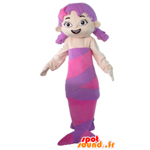 Pink and purple mermaid mascot, beautiful and feminine - MASFR23794 - Mascots of the ocean