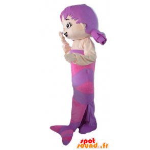 Rosa mascote sereia e roxo, bonito e feminino - MASFR23794 - Mascotes do oceano