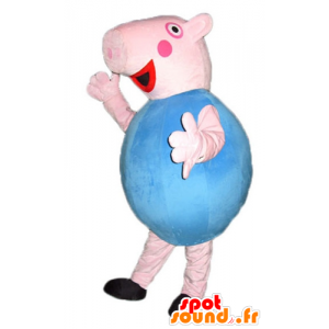 Mascote porco, rosa e azul, redondo e bonito - MASFR23798 - mascotes porco