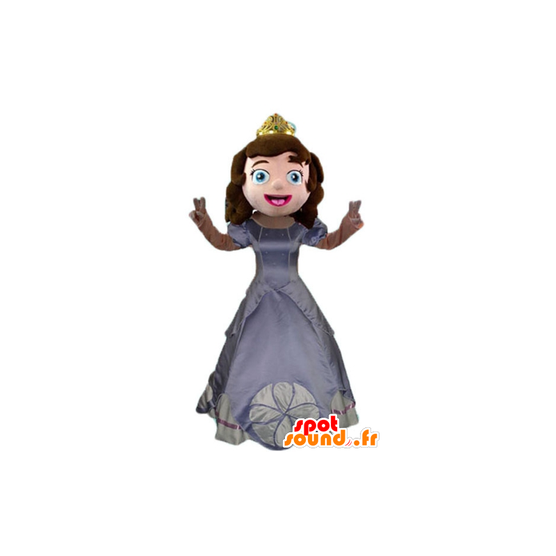 Princesa Mascote, com um vestido cinza e uma coroa - MASFR23800 - Mascotes humanos Princesa Mascote, com um vestido cinza e uma coroa - MASFR23800 - Mascotes humanos