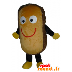 Mascotte de cake de gâteau marron, géant et souriant - MASFR23806 - Mascottes de patisserie