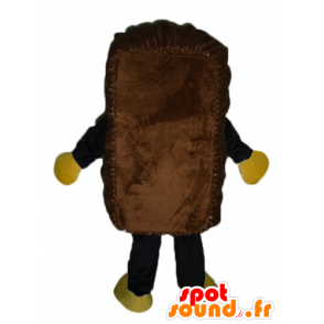Mascotte de cake de gâteau marron, géant et souriant - MASFR23806 - Mascottes de patisserie