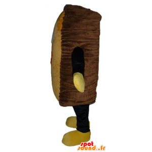 Kage maskot brun kage, kæmpe og smilende - Spotsound maskot